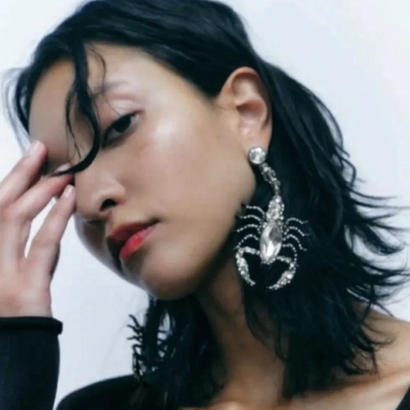 Zara Scorpion Crystal Drop Earrings - Picture 1 of 12